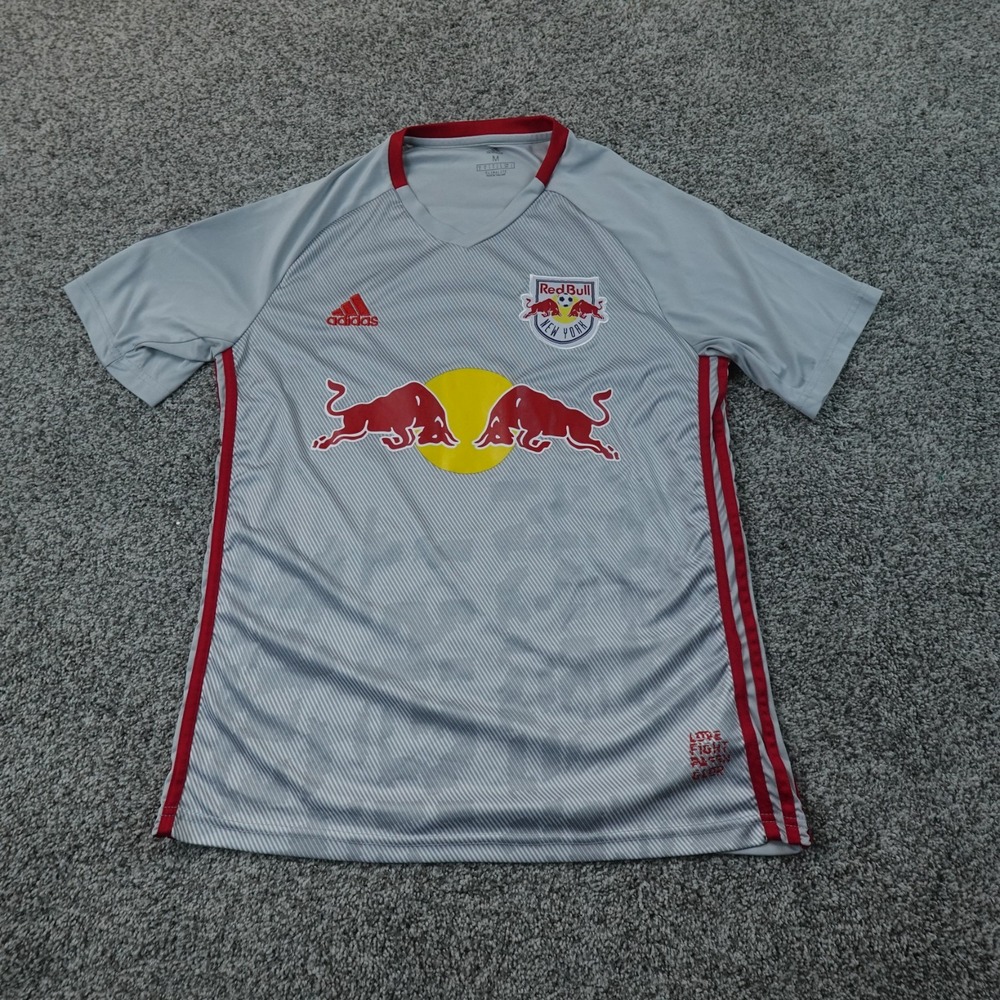 New York Red Bulls Jersey Mens M Gray Adidas 25 MLS Soccer Futbol Football Shirt